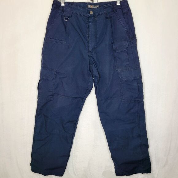 5.11 Tactical Flannel Lined Blue Cargo Pants Durable Straight Leg Size 32 - Picture 1 of 9